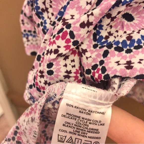 Loft Floral Geometric Peplum V Neck Sleeveless Top Pink Blue XS Petite - Picture 4 of 4